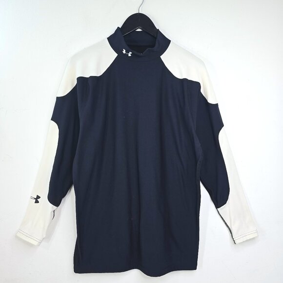 Under Armour Shirt Black White Coldgear Thermal Compression Mock Neck Base Layer - Picture 1 of 8